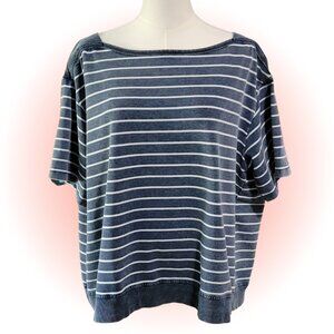 COMFY STRIPED COTTON BLEND WOMEN'S BLOUSE TOP XL